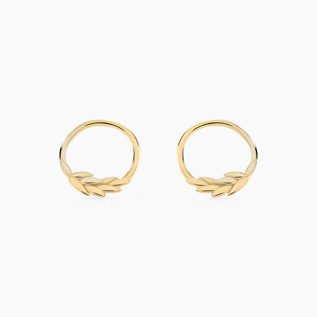 Boucles D'oreilles Puces Leafora Or Jaune - Clous d'oreilles Femme | Histoire d’Or