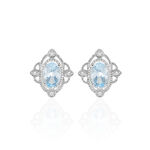 Boucles D'oreilles Puces Amance Or Blanc Topaze Et Oxyde De Zirconium - Clous d'oreilles Femme | Histoire d&rsquo;Or