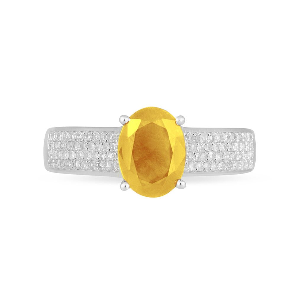 Bague Crista Or Blanc Citrine Et Diamant - Bagues solitaires Femme | Histoire d&rsquo;Or