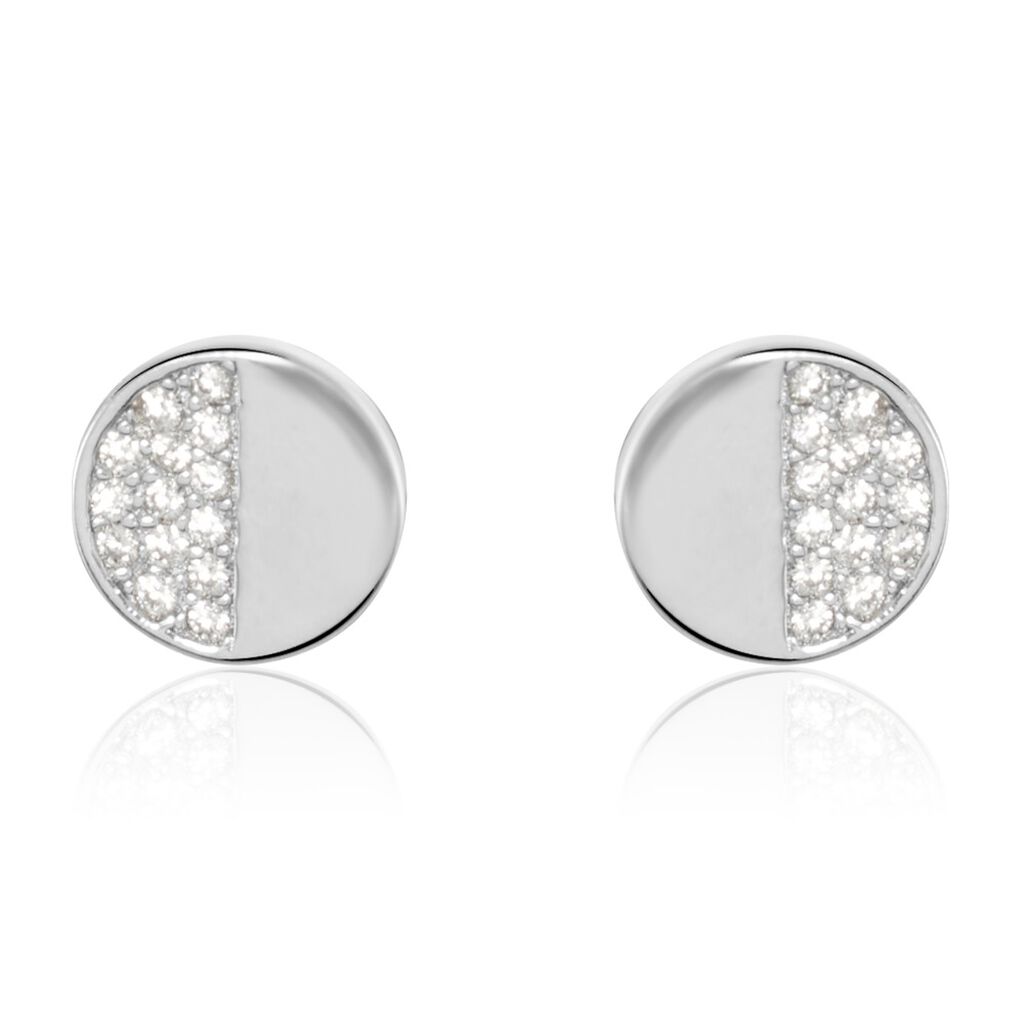 Boucles D'oreilles Puces Argent Blanc Viviano Oxydes De Zirconium - Boucles d'oreilles fantaisie Femme | Histoire d’Or