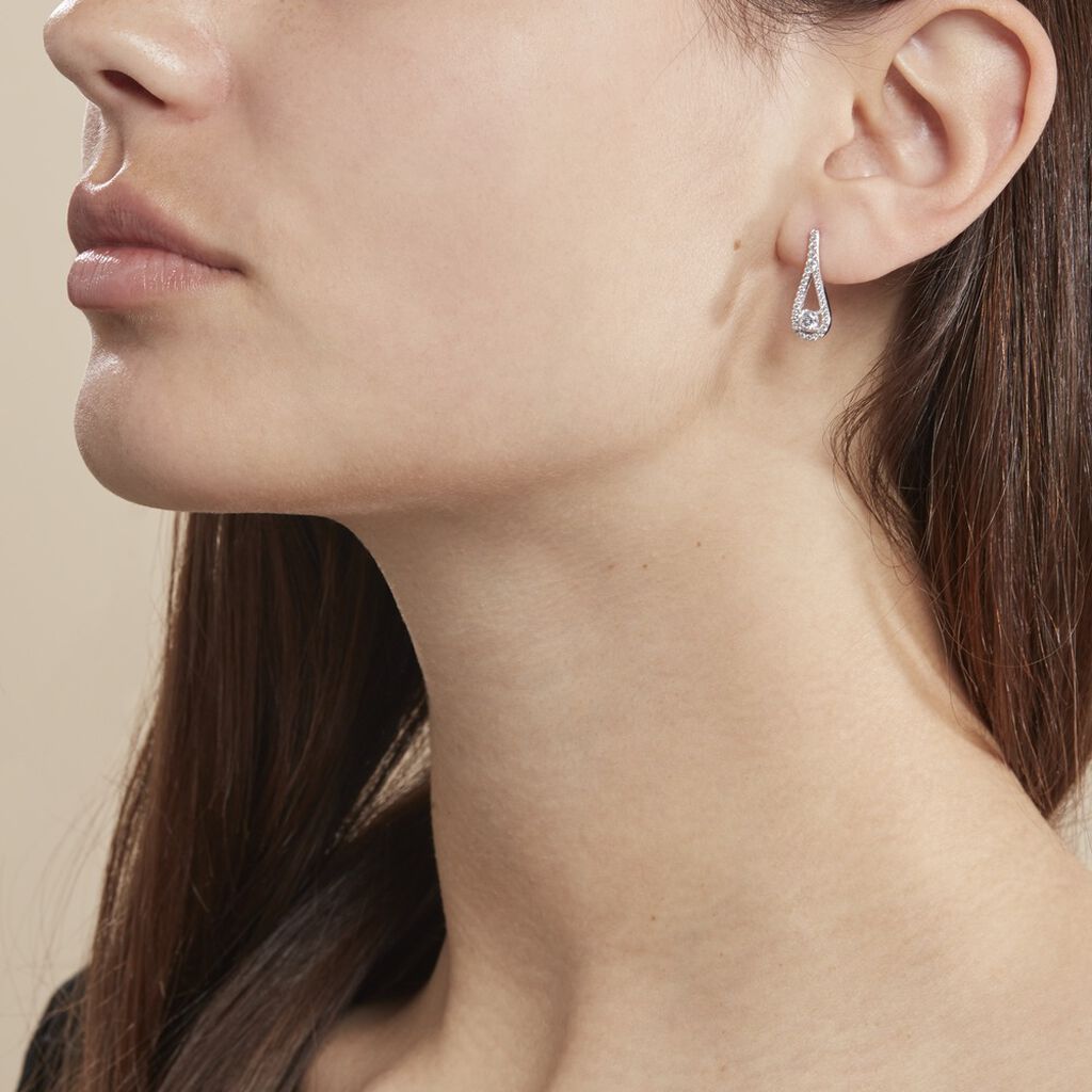 Boucles D'oreilles Pendantes Antonietta Argent  Oxyde De Zirconium - Boucles d'oreilles fantaisie Femme | Histoire d’Or