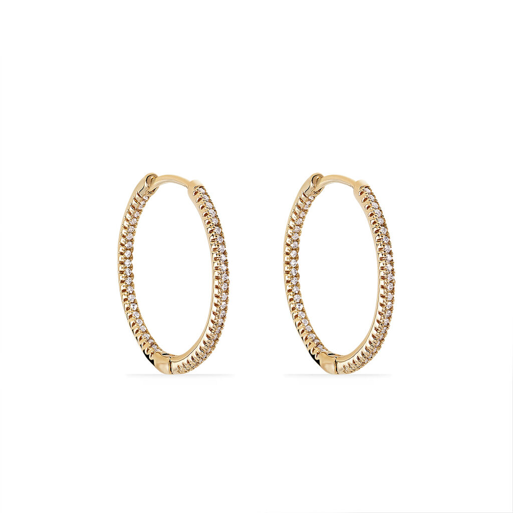 Créoles Karolina Rondes Plaqué Or Jaune Oxyde De Zirconium - Boucles d'oreilles créoles Femme | Histoire d’Or