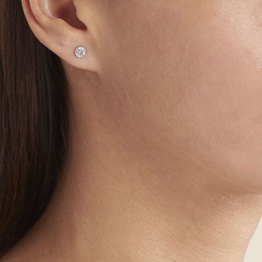 Boucles D'oreilles Puces Kadidia Or Blanc Oxyde De Zirconium - Clous d'oreilles Femme | Histoire d’Or