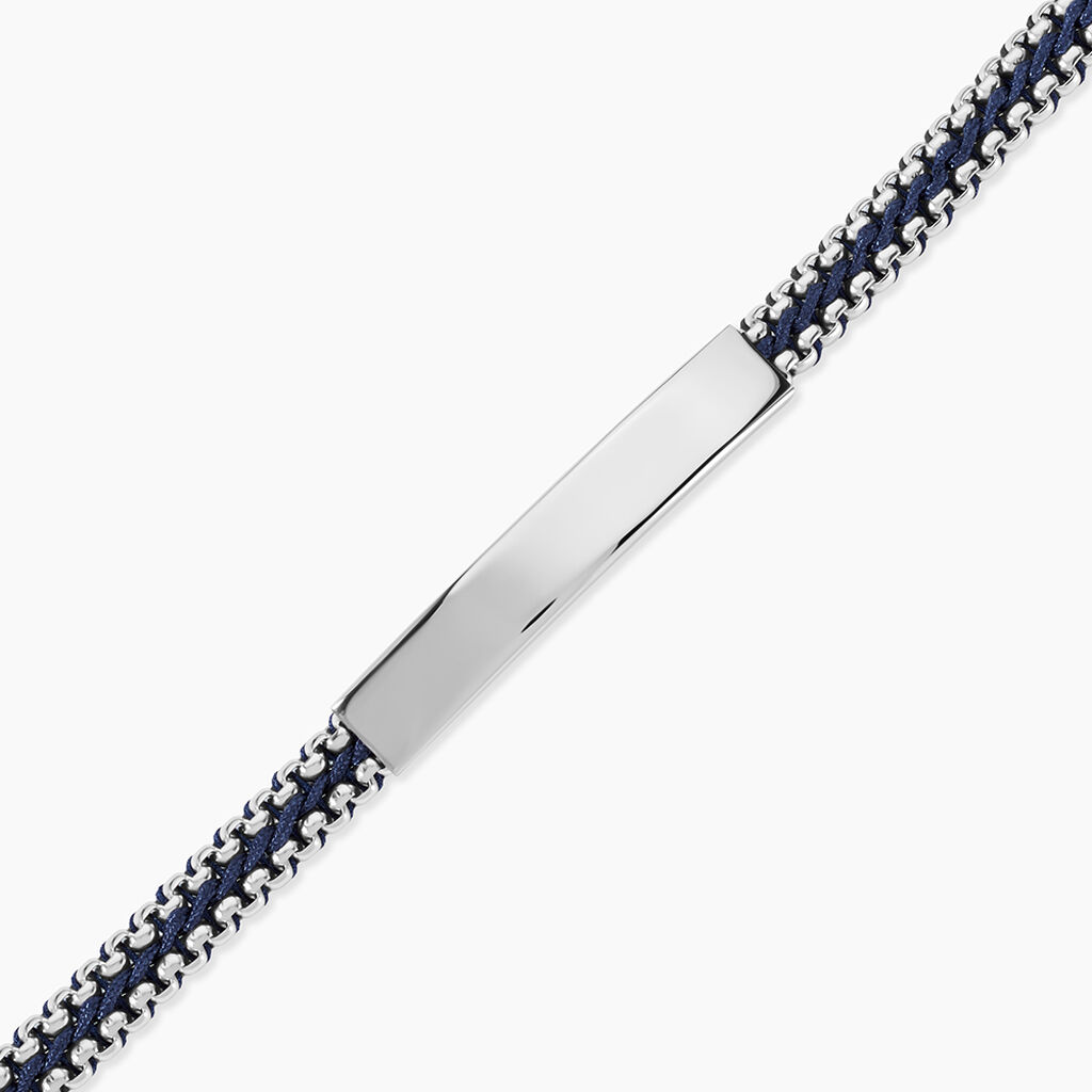 Bracelet Jourdan Joscelin Acier Argent&eacute; - Bracelets cordon Homme | Histoire d&rsquo;Or