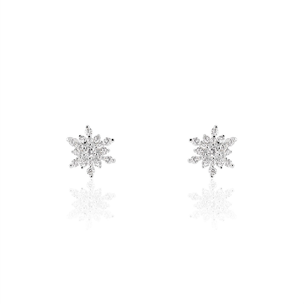 Boucles D'oreilles Puces Cyriac Argent Blanc Oxyde De Zirconium - Boucles d'oreilles fantaisie Femme | Histoire d’Or