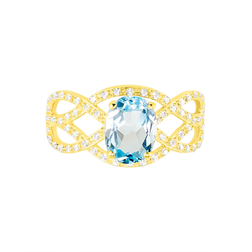 Bague Tina Or Jaune Topaze Et Oxyde De Zirconium - Bagues solitaires Femme | Histoire d&rsquo;Or