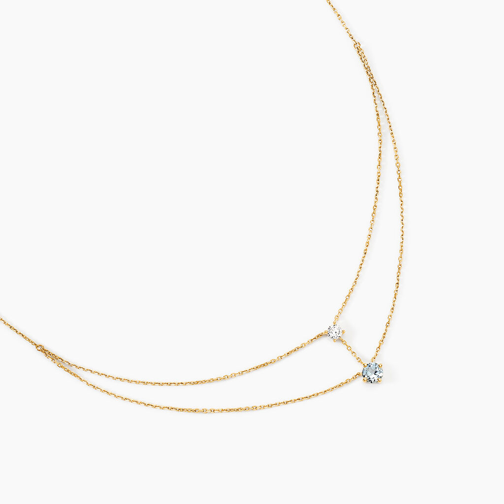 Collier Beaut&eacute; Bleut&eacute;e Or Jaune Topaze Oxyde De Zirconium - Colliers Femme | Histoire d&rsquo;Or