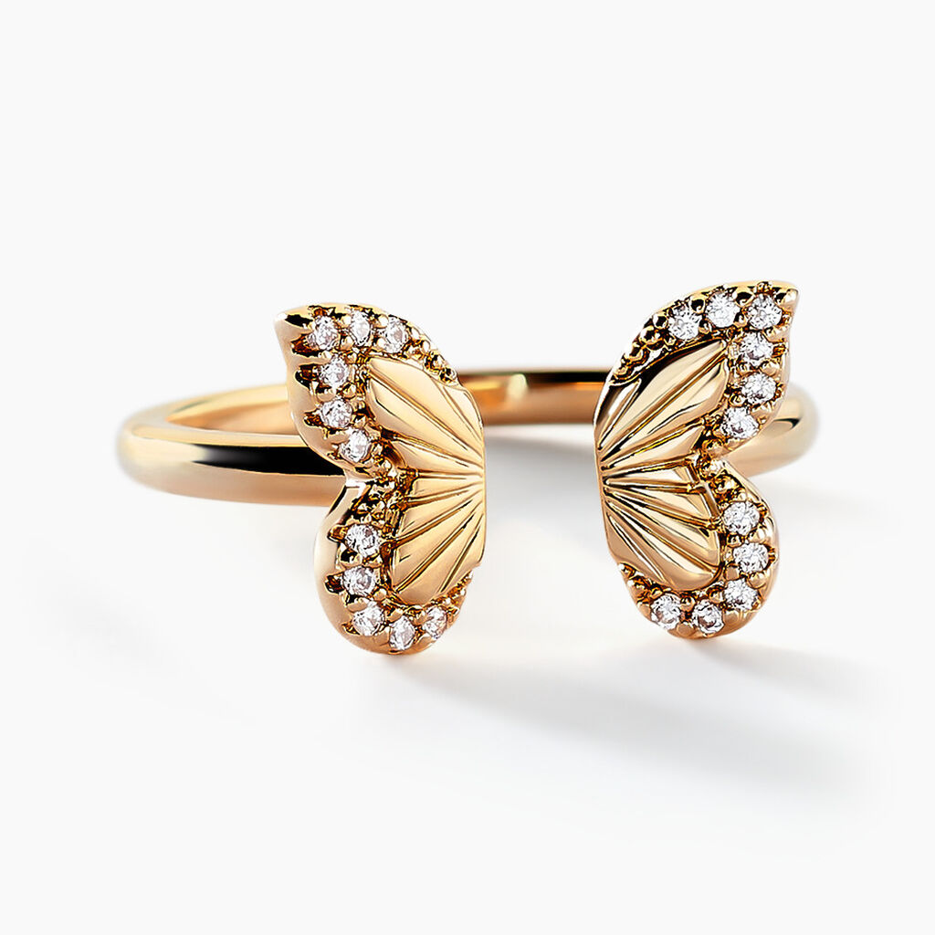 Bague Dixie Plaqu&eacute; Or Dor&eacute; Oxyde De Zirconium - Bagues avec pierre Femme | Histoire d&rsquo;Or