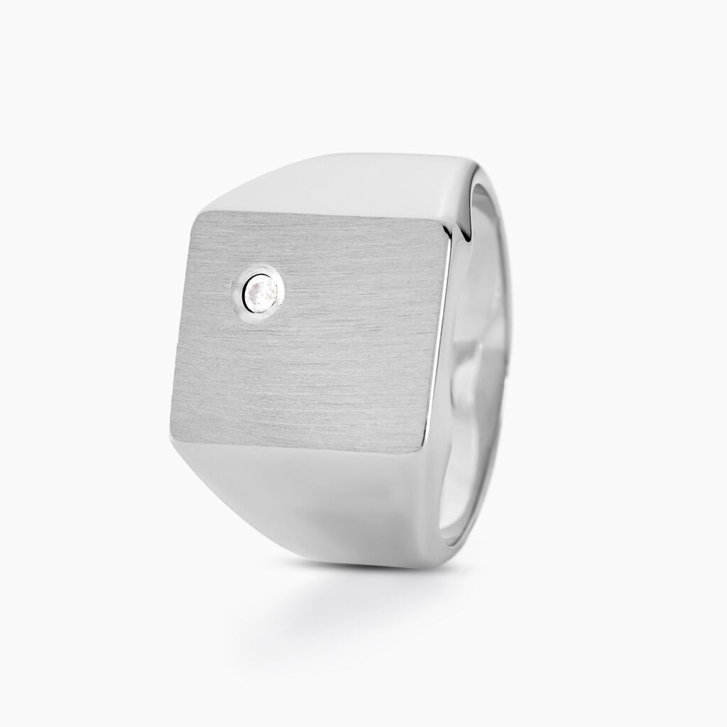 Chevalière Nataniel Argent Blanc Oxyde De Zirconium - Chevalières Homme | Histoire d’Or