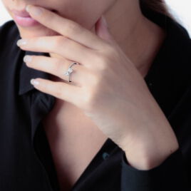 Bague Arista Or Blanc Oxyde De Zirconium - Bagues avec pierre Femme | Histoire d’Or