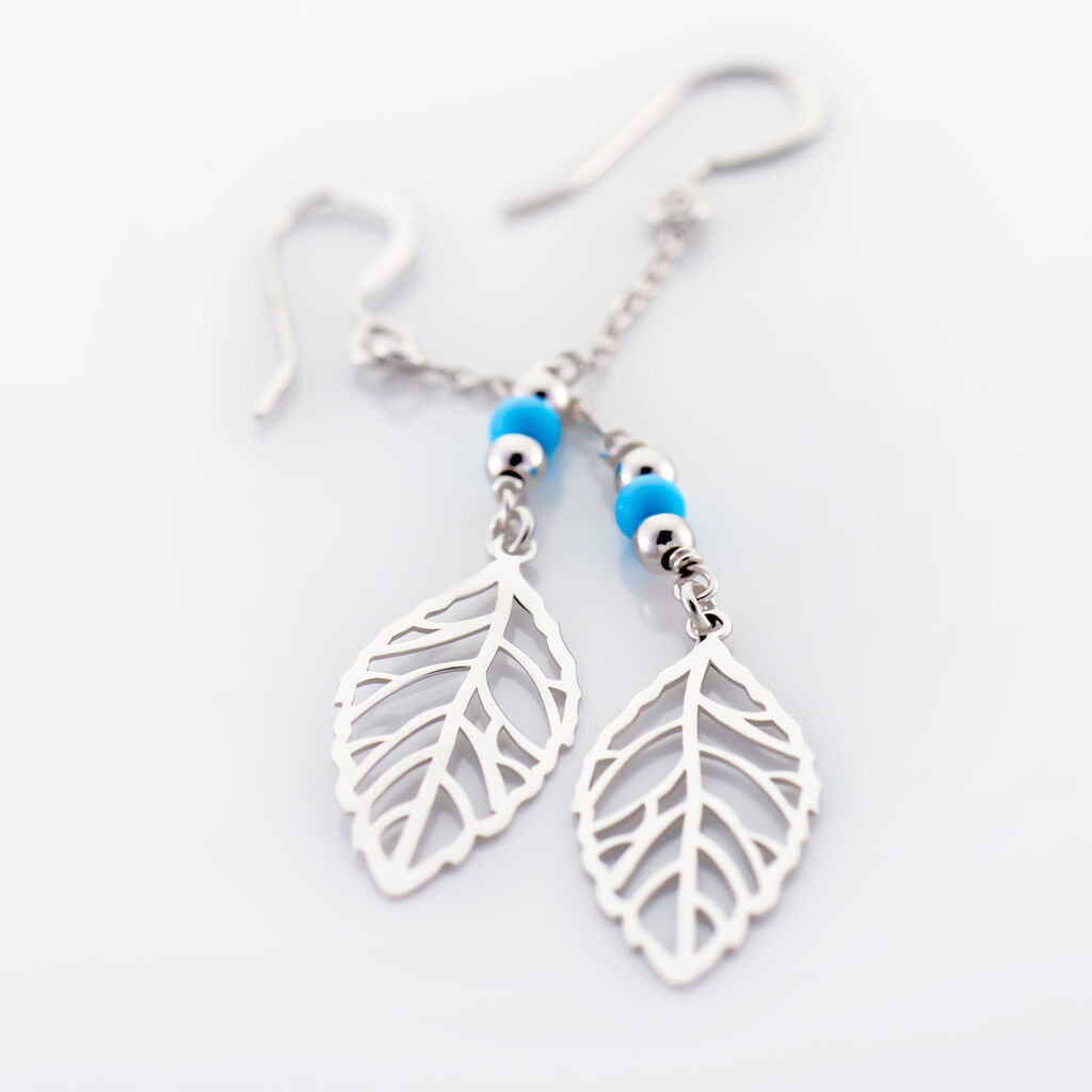 Boucles D'oreilles Pendantes Grethel Argent Blanc Turquoise - Boucles d'oreilles fantaisie Femme | Histoire d&rsquo;Or