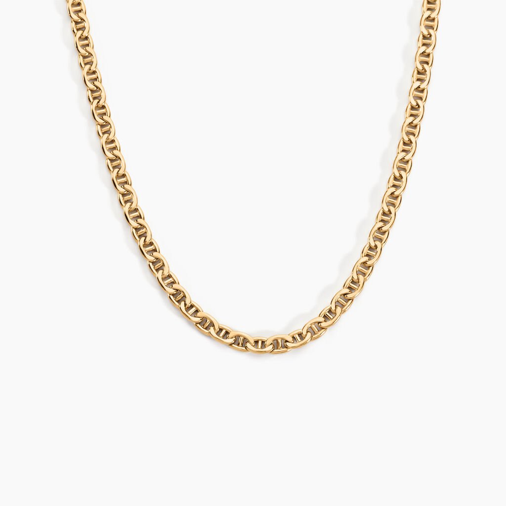 Collier Capucin Or Jaune Maille Marine Plate - Chaines Homme | Histoire d&rsquo;Or