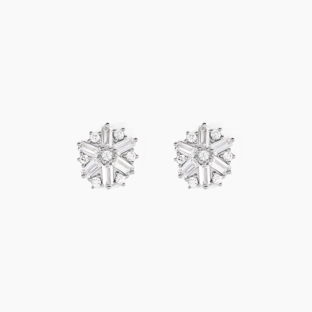 Boucles D'oreilles Puces Ysatis Argent Blanc Oxyde De Zirconium - Nouveautés Femme | Histoire d’Or