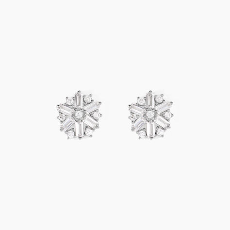 Boucles D'oreilles Puces Ysatis Argent Blanc Oxyde De Zirconium - Nouveautés Femme | Histoire d’Or