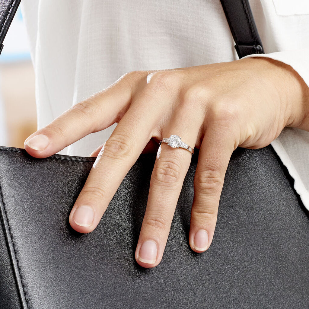 Bague Ivonne Or Blanc Oxyde De Zirconium - Bagues solitaires Femme | Histoire d’Or