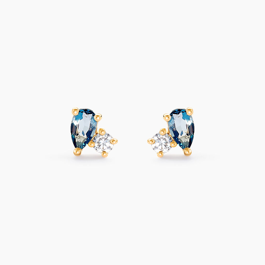 Boucles D'oreilles Puces Kobina Or Jaune Topaze Oxyde De Zirconium - Clous d'oreilles Femme | Histoire d’Or