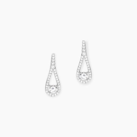 Boucles D'oreilles Pendantes Antonietta Argent  Oxyde De Zirconium - Boucles d'oreilles fantaisie Femme | Histoire d&rsquo;Or