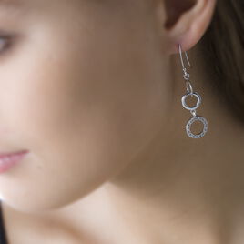 Boucles D'oreilles Pendantes Solin Argent Blanc Oxyde De Zirconium - Boucles d'oreilles fantaisie Femme | Histoire d’Or
