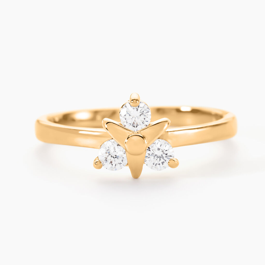 Bague Dorée Et Marron ACCESSOIRES & DAZ - Oxyde De Zirconium, Taille FR 62, Neuf Avec étiquettes