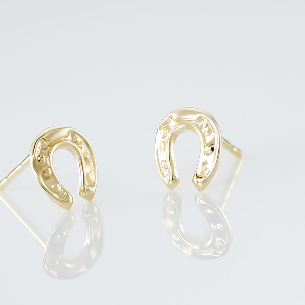 Boucles D'oreilles Puces Evanne Cheval Or Jaune - Clous d'oreilles Famille | Histoire d&rsquo;Or