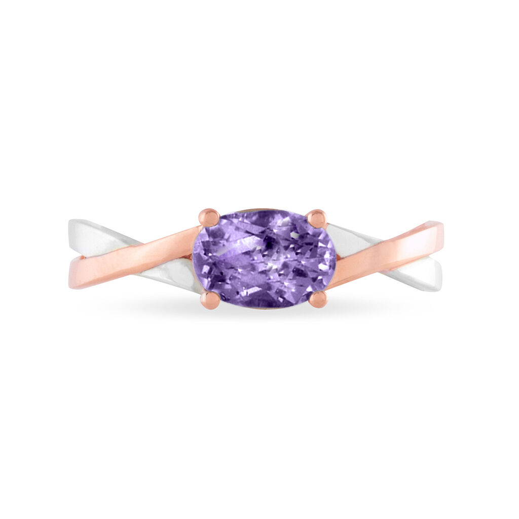 Bague Emeline Or Bicolore Amethyste - Bagues solitaires Femme | Histoire d’Or