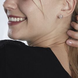 Boucles D'oreilles Puces Modana Or Blanc Diamant - Boucles d'Oreilles Coeur Femme | Histoire d’Or