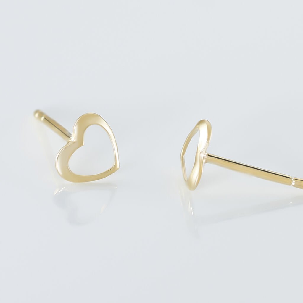 Boucles D'oreilles Puces Anne-maudae Coeurs Or Jaune - Clous d'oreilles Femme | Histoire d’Or