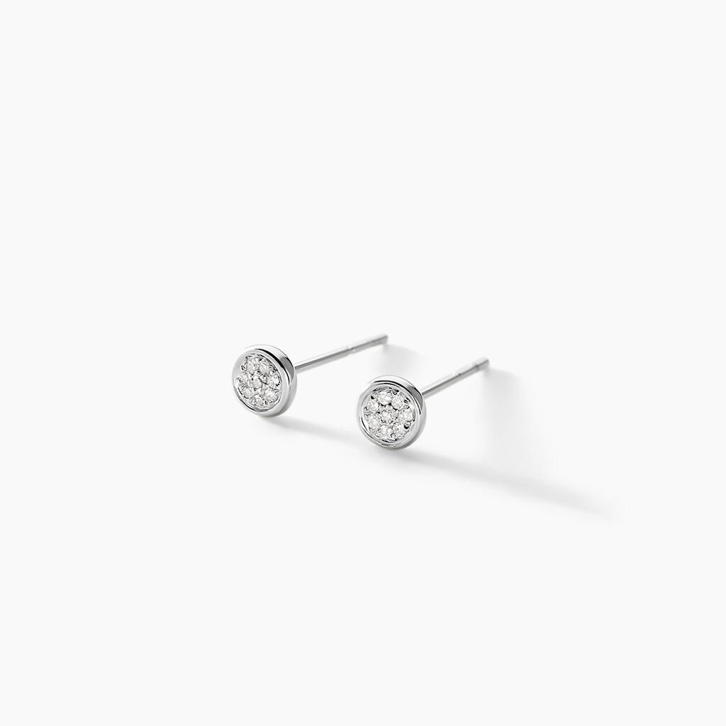Boucles D'oreilles Puces Violanda Or Blanc Diamant - Clous d'oreilles Femme | Histoire d&rsquo;Or