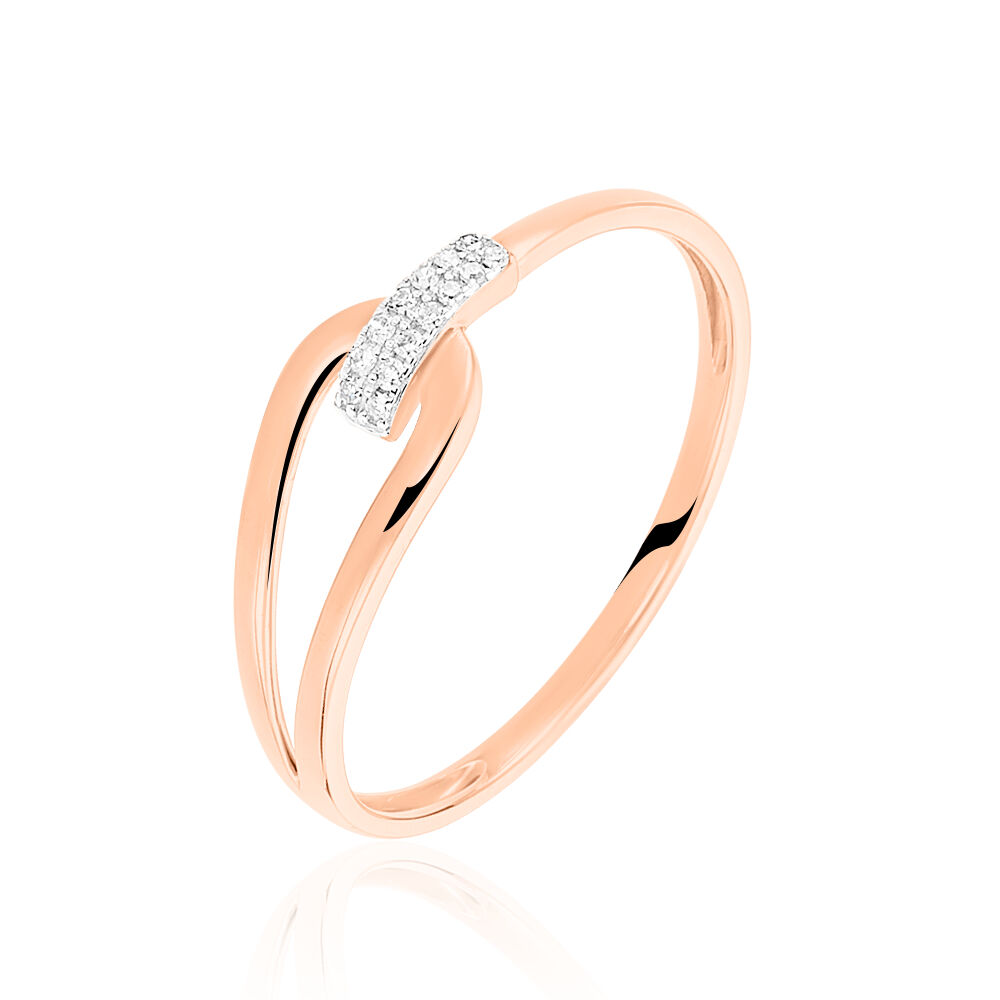 Bagues avec pierre Or Diamant Ronde Pavage Rose 375 1000