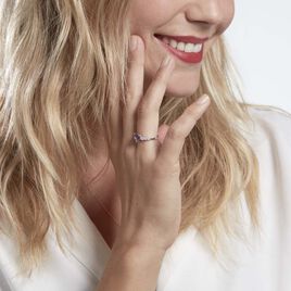 Bague Or Blanc Fany Améthyste Oxydes De Zirconium - Bagues solitaires Femme | Histoire d’Or
