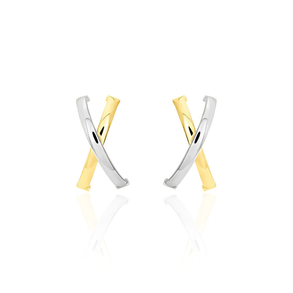 Cr&eacute;oles Bleona Or Bicolore - Boucles d'oreilles cr&eacute;oles Femme | Histoire d&rsquo;Or