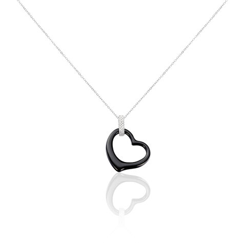 Collier Pam Argent Blanc Céramique Et Oxyde De Zirconium - Colliers Coeur Femme | Histoire d’Or