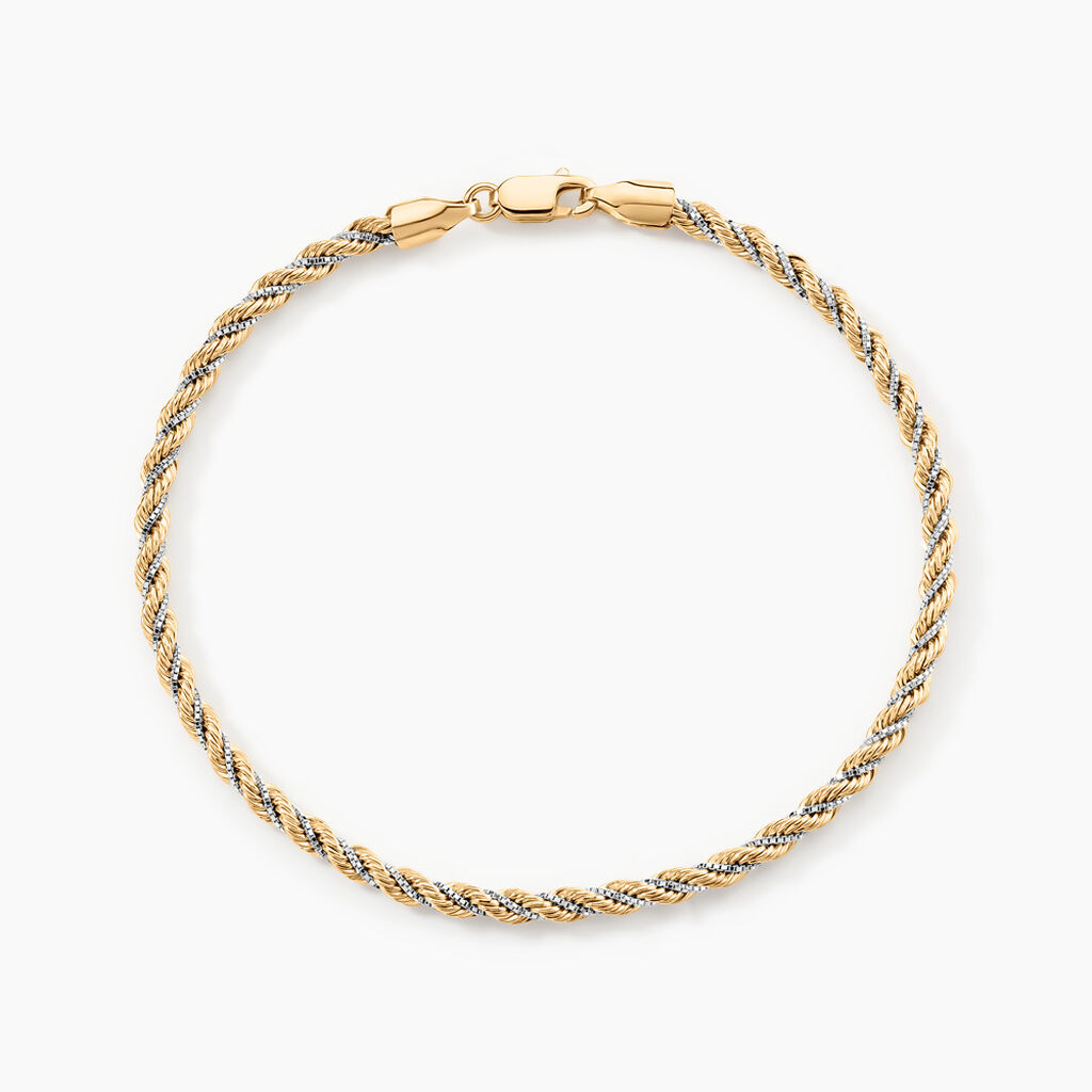 Bracelet Jerryenne Maille Corde Et Venitienne Or Bicolore - Bracelets chaîne Femme | Histoire d’Or