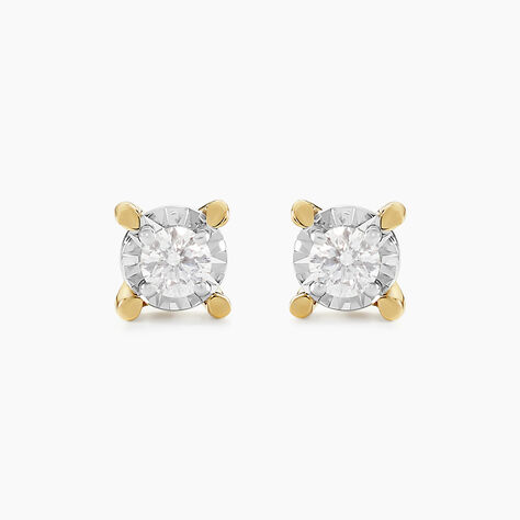 Boucles D'oreilles Puces Diamotion Or Jaune Diamant - Clous d'oreilles Femme | Histoire d&rsquo;Or