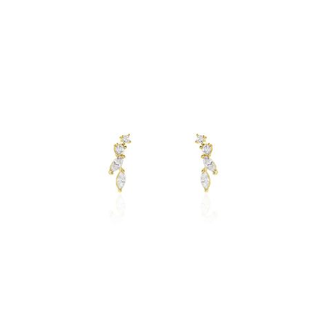 Boucles D'oreilles Puces Iuliana Or Jaune Oxyde De Zirconium - Clous d'oreilles Femme | Histoire d’Or