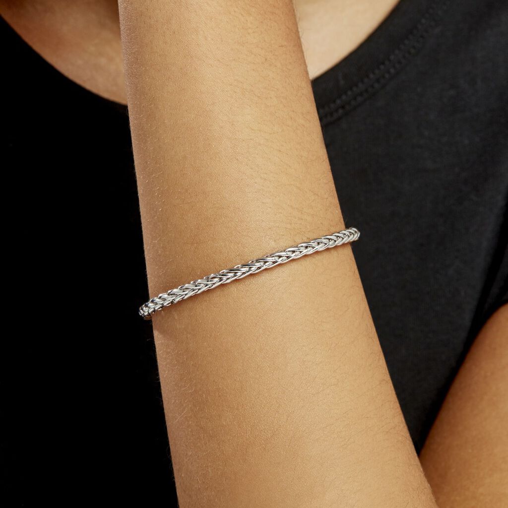 Bracelet Jayna Maille Palmier Or Blanc - Bracelets chaîne Femme | Histoire d’Or