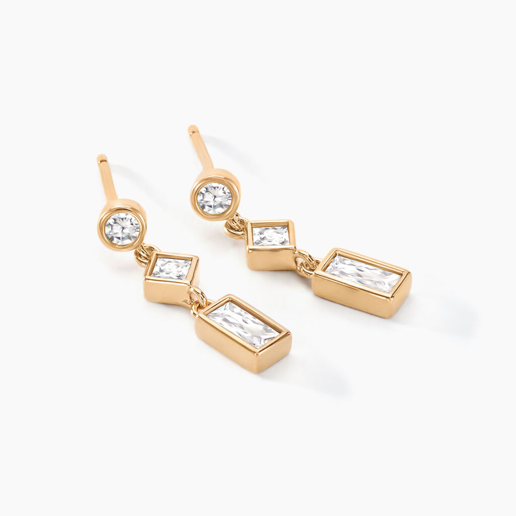 Boucles D'oreilles Pendantes Gold Chandelier Plaqué Or Oxyde Zirconium - Boucles d'oreilles fantaisie Femme | Histoire d’Or