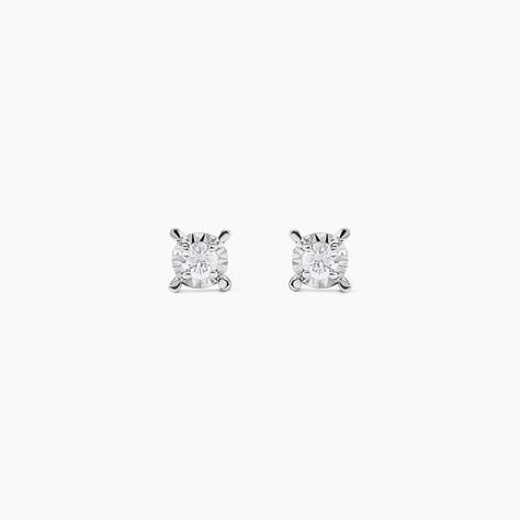 Boucles D'oreilles Puces Diamotion Or Blanc Diamant - Clous d'oreilles Femme | Histoire d&rsquo;Or