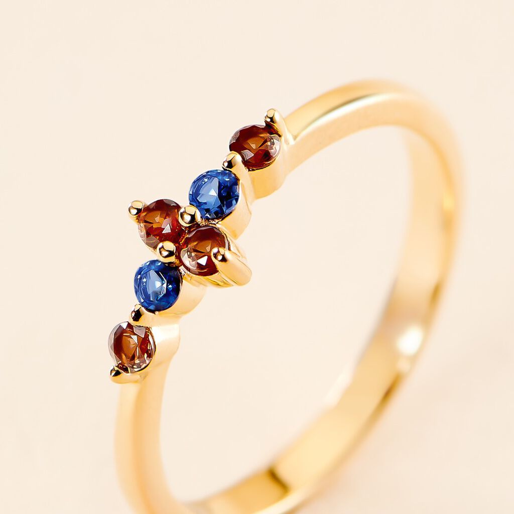 Bague Laeticia Plaqu&eacute; Or Dor&eacute; Pierres De Synth&egrave;ses - Bagues avec pierre Femme | Histoire d&rsquo;Or