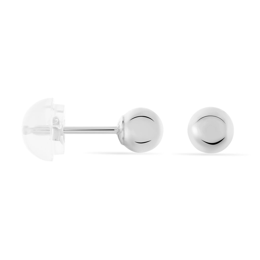 Boucles D'oreilles Puces Fidelia Boule Or Blanc - Clous d'oreilles Femme | Histoire d’Or