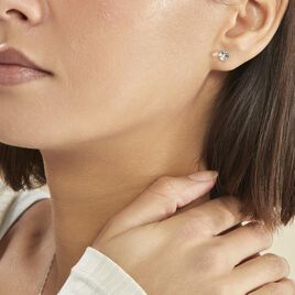 Boucles D'oreilles Puces Bridie Argent Blanc Pierre De Synthese - Boucles d'oreilles fantaisie Femme | Histoire d’Or