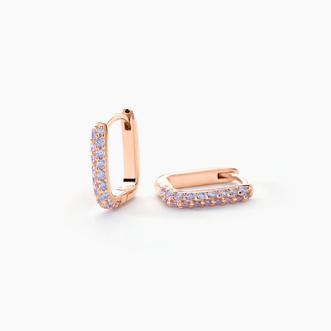 Creoles Rio Argent Rose Oxyde De Zirconium - Boucles d'oreilles cr&eacute;oles Femme | Histoire d&rsquo;Or