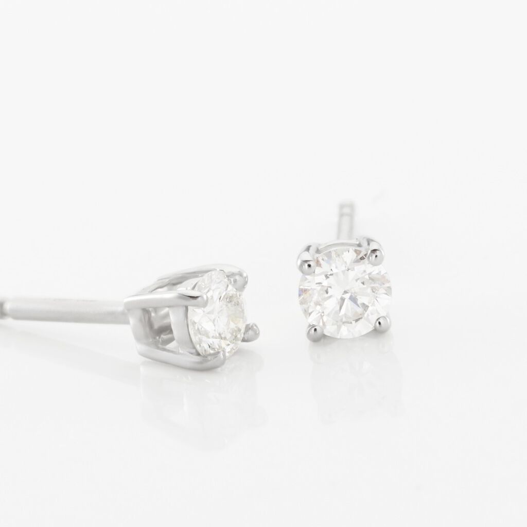 Boucles D'oreilles Puces Or Blanc Victoria Diamants - Clous d'oreilles Femme | Histoire d’Or