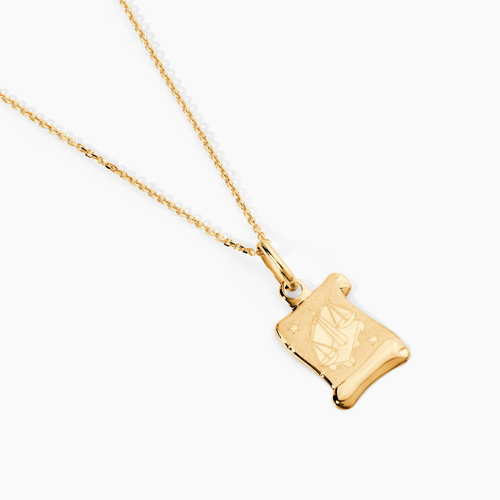 Pendentif Lamie Zodiaque Parchemin Or Jaune - Pendentifs Naissance Famille | Histoire d&rsquo;Or