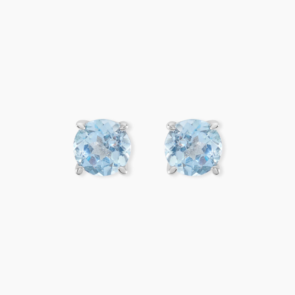Boucles D'oreilles Puces Elea Or Blanc Topaze Bleu Sky - Clous d'oreilles Femme | Histoire d&rsquo;Or