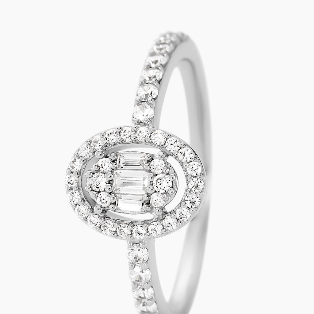 Bague Baroque Party Argent Blanc Oxyde De Zirconium - Bagues solitaires Femme | Histoire d’Or