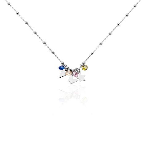 Collier Argent Blanc Paulino Pierres Artificelles - Colliers Coeur Femme | Histoire d’Or