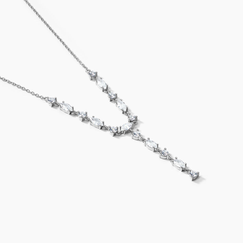 Collier Cravate Argent Blanc Shiny Nights Oxyde De Zirconium - Colliers Femme | Histoire d’Or
