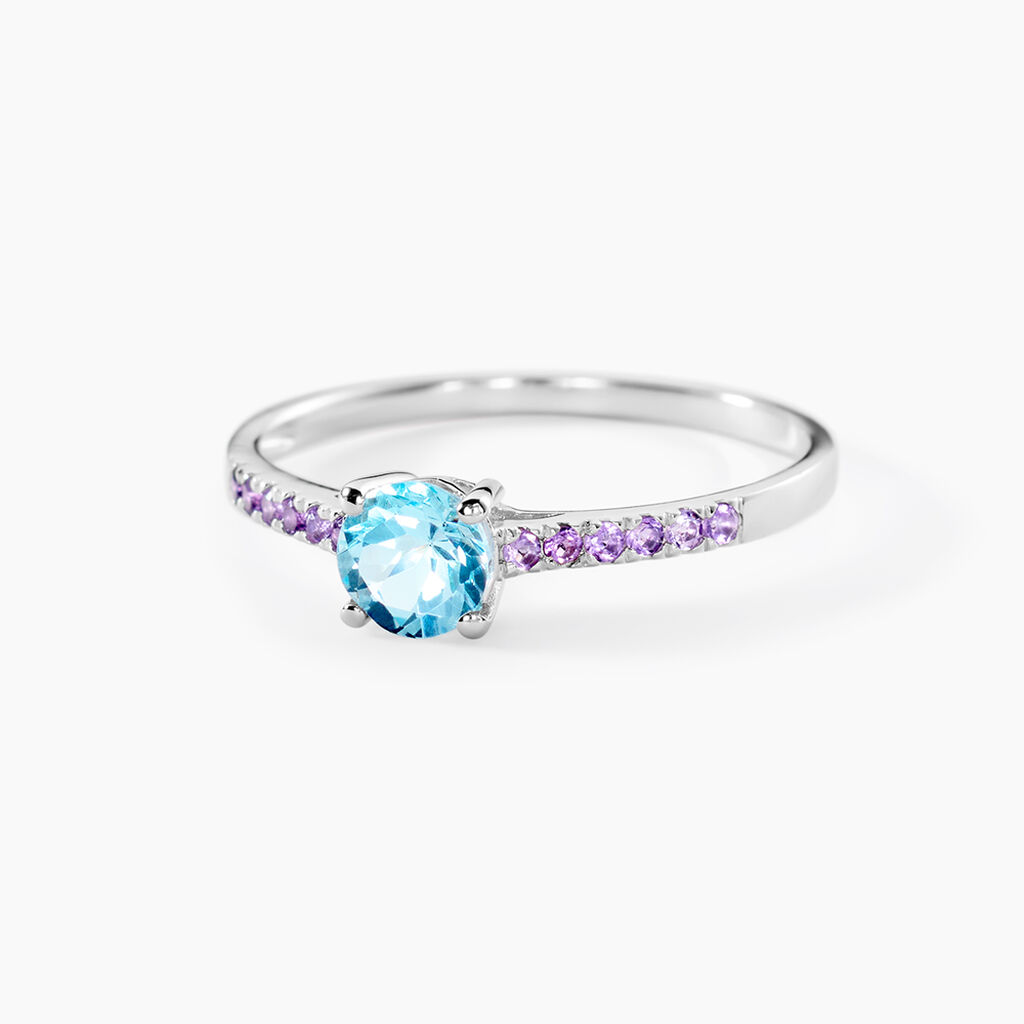 Bague Manon Or Blanc Topaze Et Amethyste - Bagues solitaires Femme | Histoire d&rsquo;Or