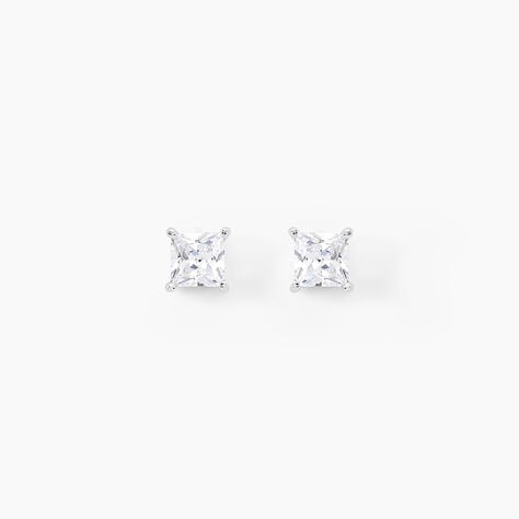 Boucles D'oreilles Puces Argent Blanc Alys Oxyde De Zirconium - Boucles d'oreilles fantaisie Femme | Histoire d&rsquo;Or